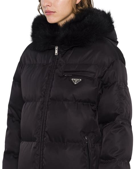 prada puffer jacket fur|Prada re nylon puffer jacket.